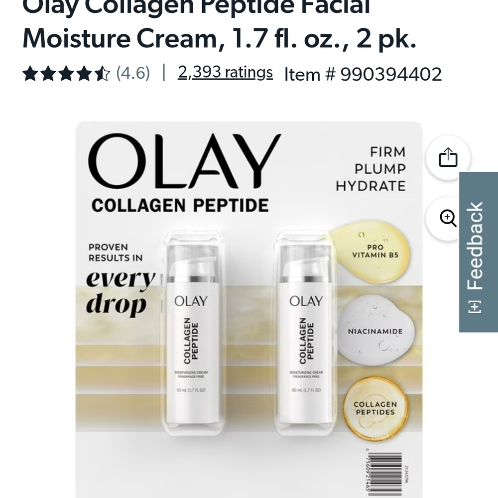 NIP OLAY Collagen Peptide Moisturizer, White, 2 Pack [SEALED]